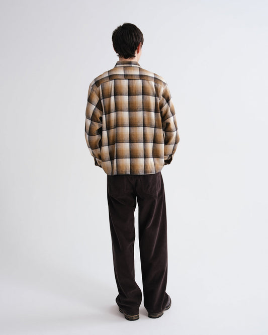 Men Mccoy Two Zip Shirt in Battersea Check Khaki - Agolde