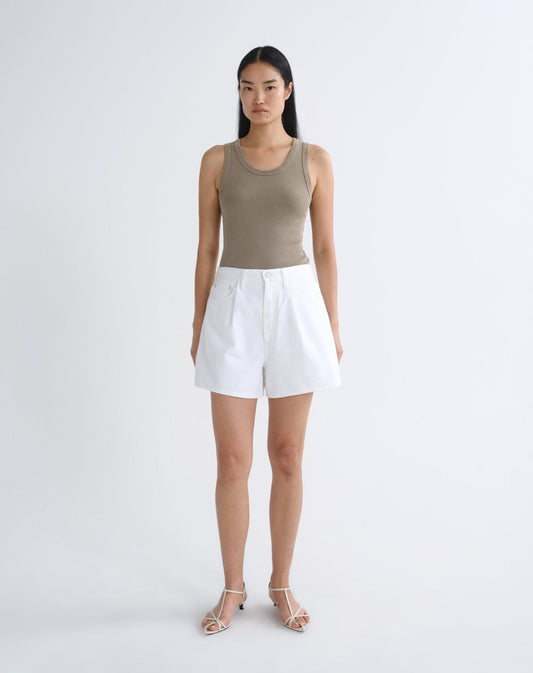 Women Rhoda Pleated A-Line Short in Milkshake - Agolde