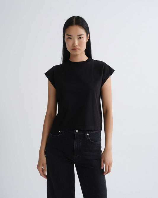 Women Bryce Cap Sleeve Tee in Black - Agolde