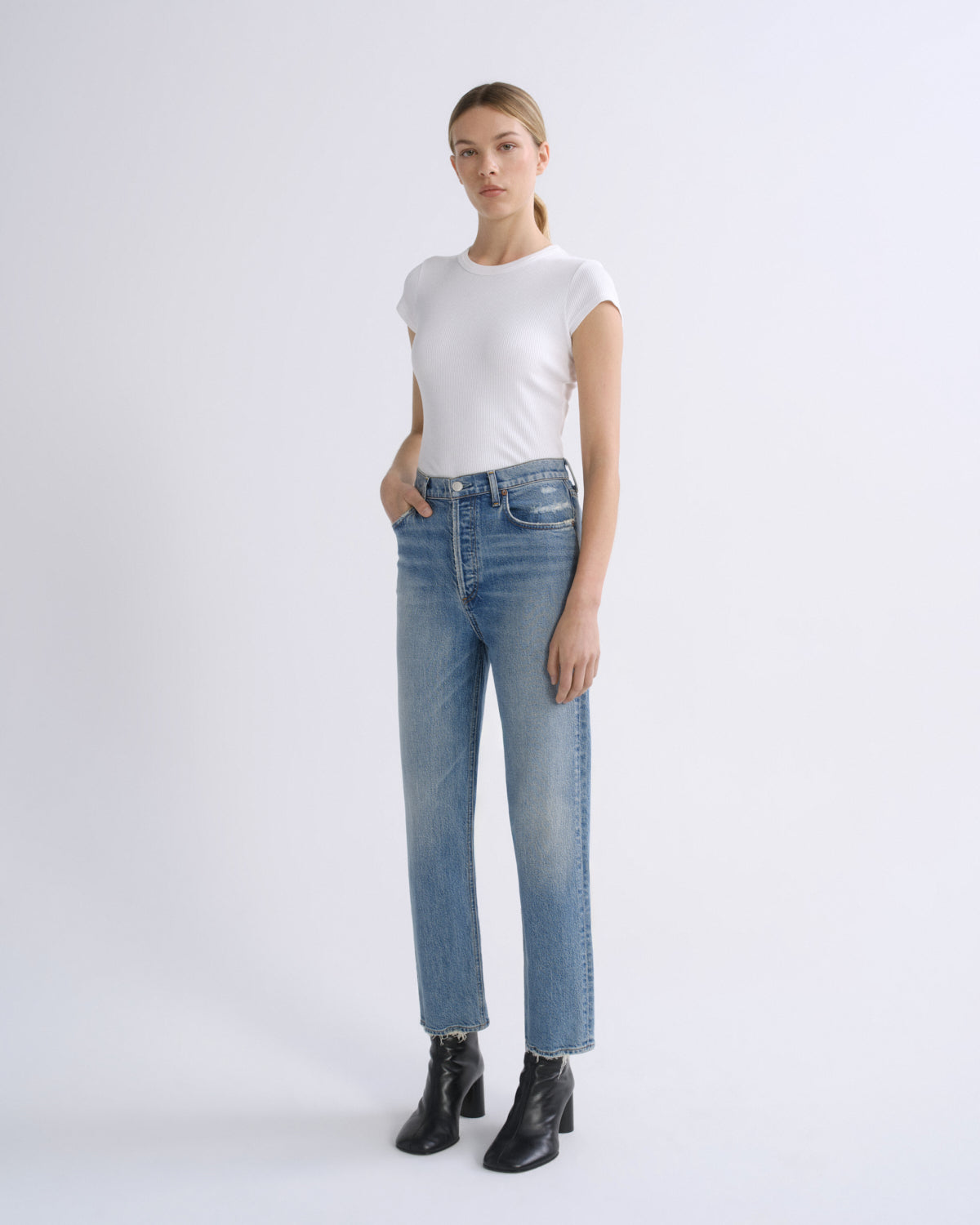 Women 90S Pinch Waist Crop in Renew - Agolde