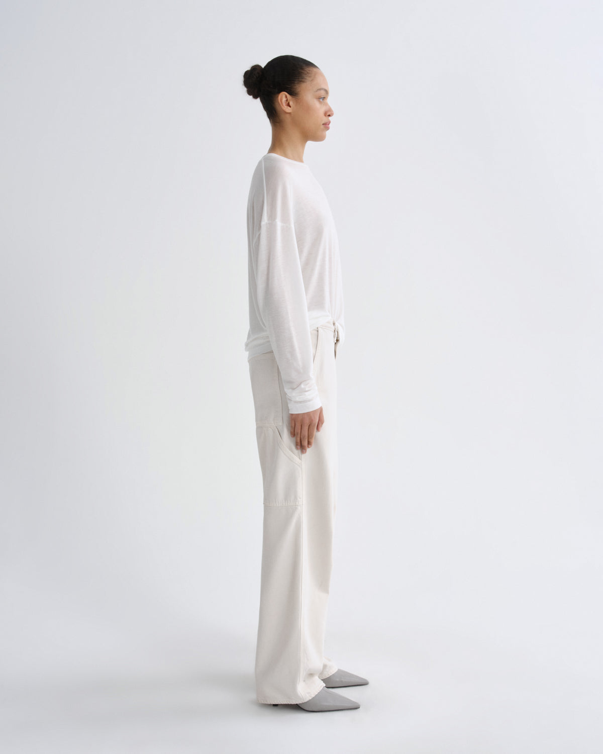 Women Lyndon Polished Utility Jean Flyweight in Bone - Agolde