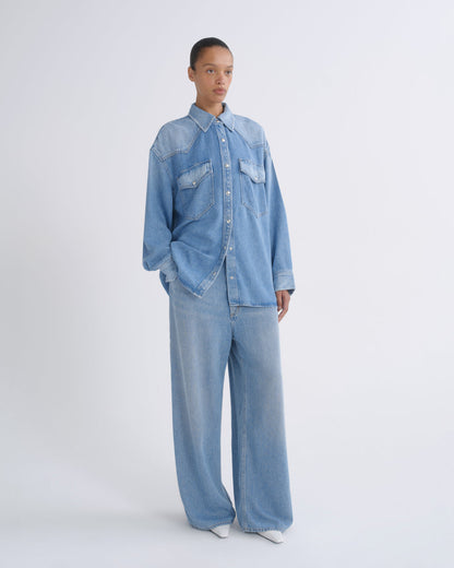Women Lotta Western Shirt in Script - Agolde