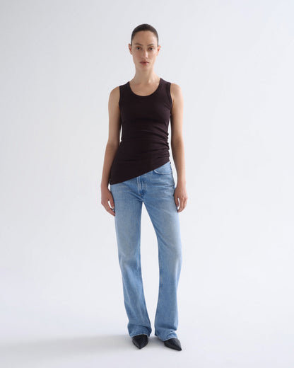 Women Leena Mid Rise Baby Flare Jean in Stream - Agolde