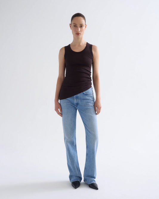 Women Leena Mid Rise Baby Flare Jean in Stream - Agolde