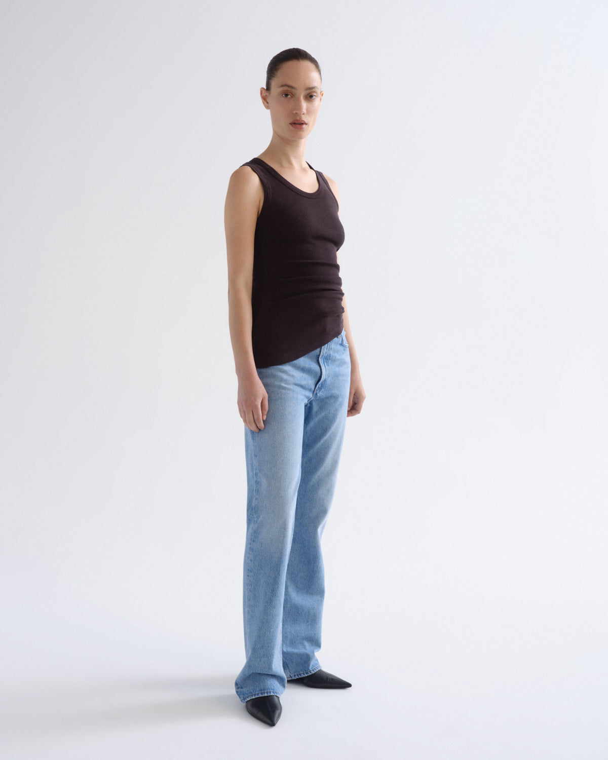 Women Leena Mid Rise Baby Flare Jean in Stream - Agolde