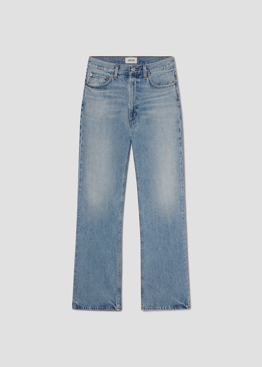 Women Leena Mid Rise Baby Flare Jean in Stream - Agolde