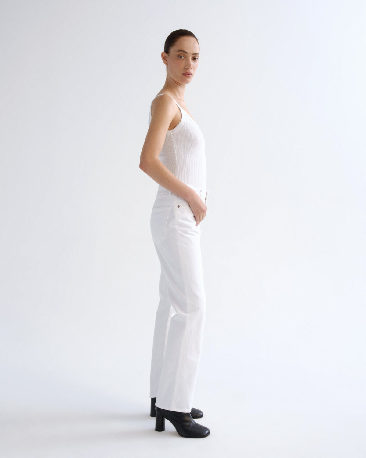 Women Lana High Rise Vintage Straight in Marshmallow - Agolde
