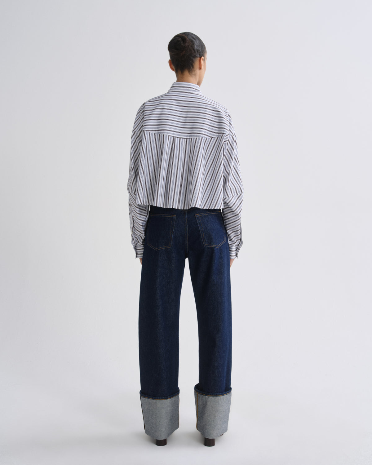 Women agnes shirt meyer stripe bracken blue - Agolde