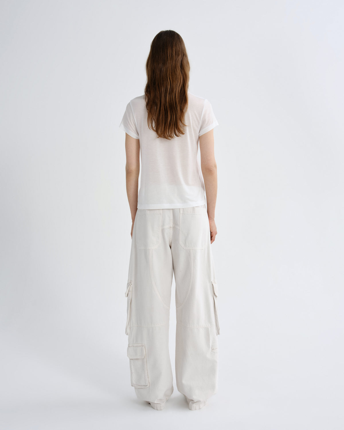 Women Long Line Adine Tee Tencel Jersey in Gesso - Agolde