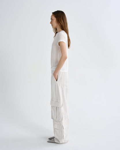 Women Long Line Adine Tee Tencel Jersey in Gesso - Agolde