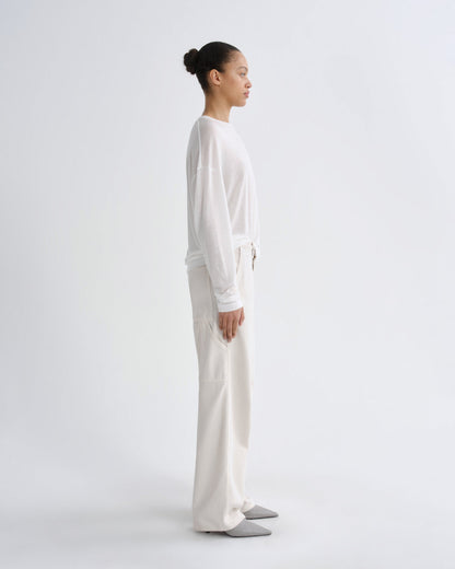 Women Sasha Long Sleeve Boyfriend Tee in Gesso - Agolde
