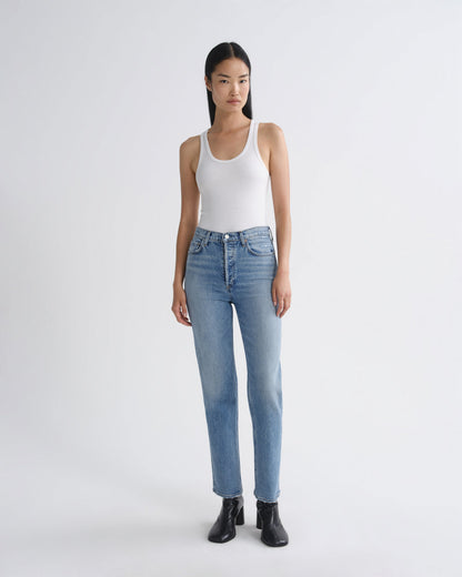 Women 90S Pinch Waist Long High Rise Straight in Renew - Agolde