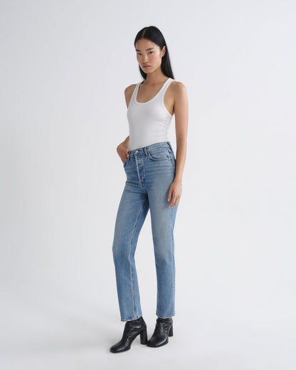 Women 90S Pinch Waist Long High Rise Straight in Renew - Agolde