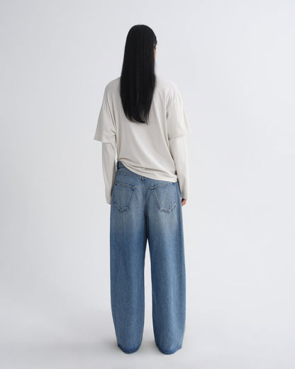 Women lois layered long sleeve boxy tee bone - Agolde