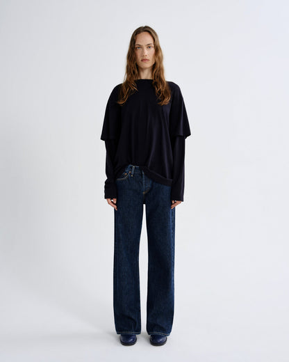 Women lois layered long sleeve boxy tee obscura - Agolde