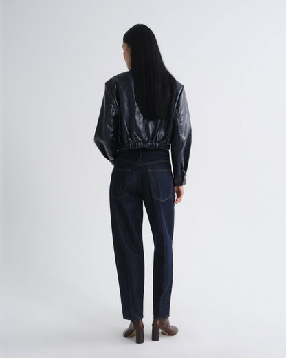 Women Nahla Cropped Jacket in Navy - Agolde