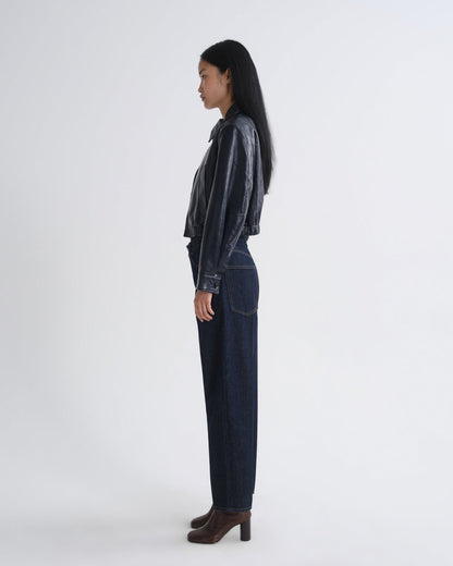 Women Nahla Cropped Jacket in Navy - Agolde