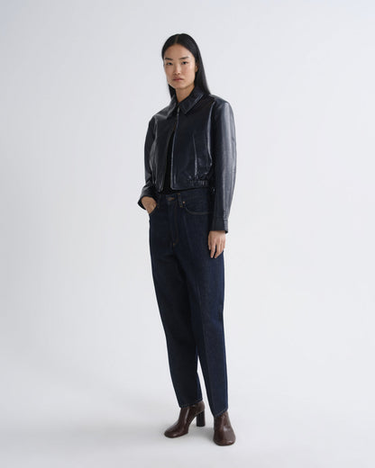 Women Nahla Cropped Jacket in Navy - Agolde