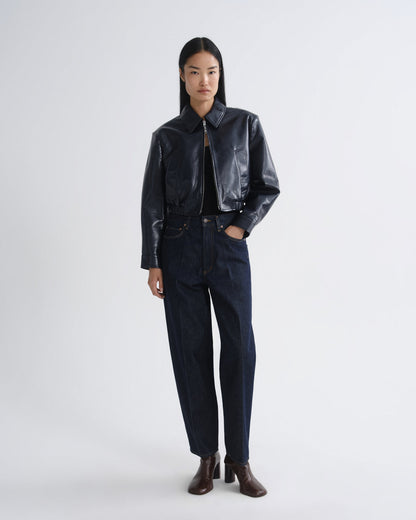 Women Nahla Cropped Jacket in Navy - Agolde
