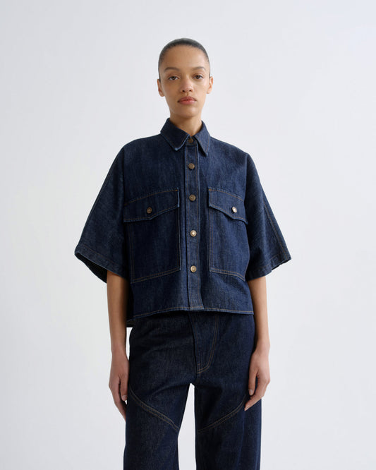 Women Taron Dolman Denim Shirt in Rinse - Agolde