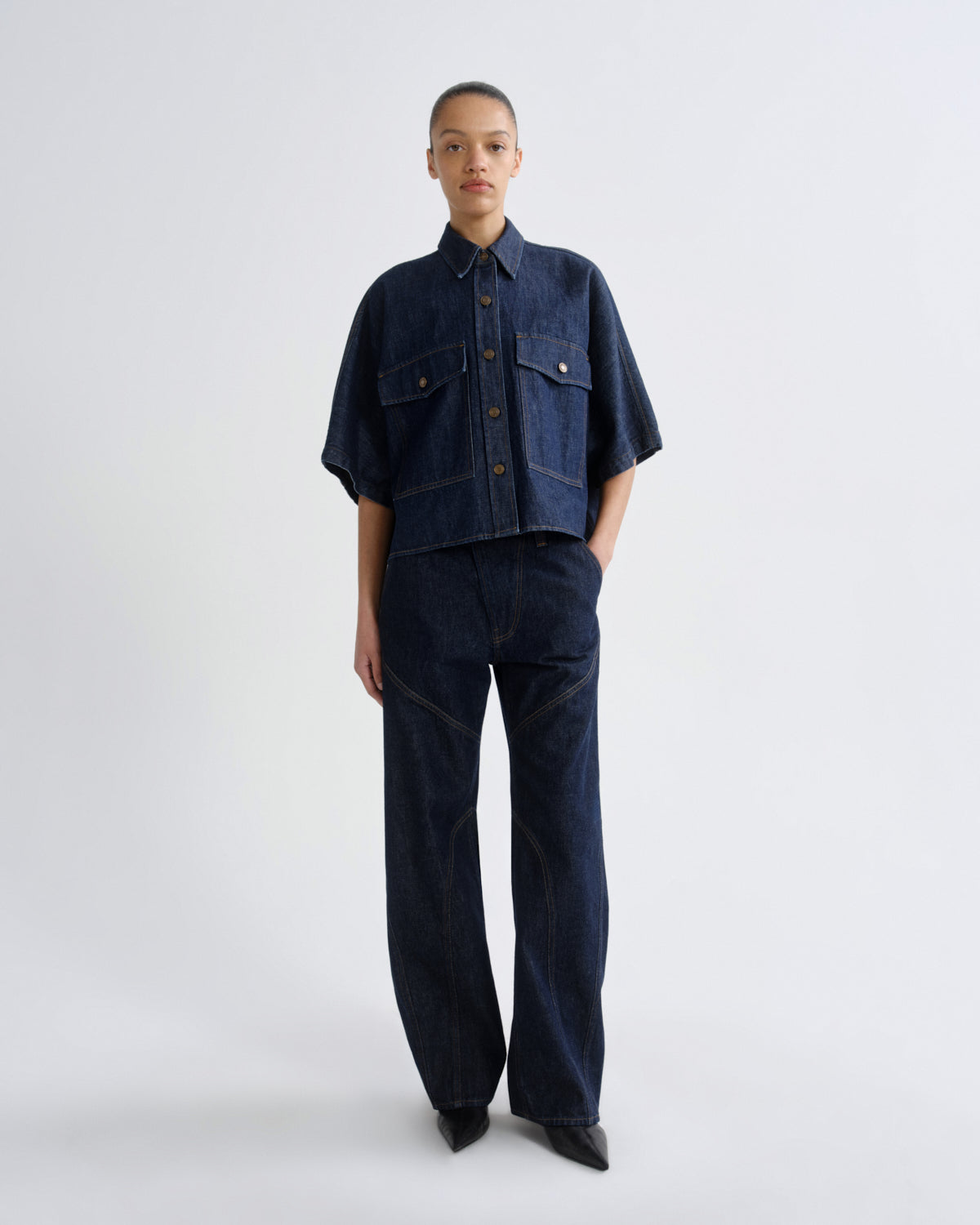 Women Taron Dolman Denim Shirt in Rinse - Agolde