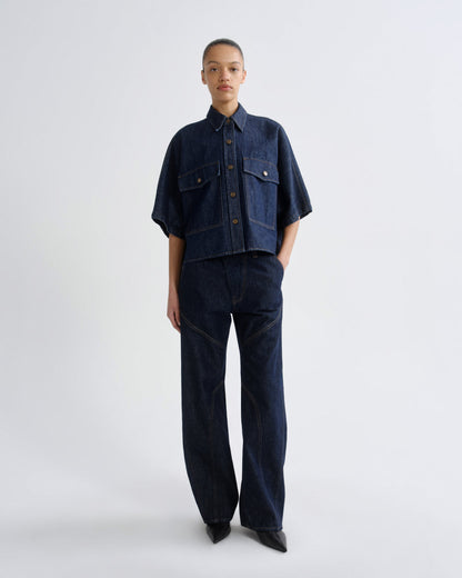Women Taron Dolman Denim Shirt in Rinse - Agolde