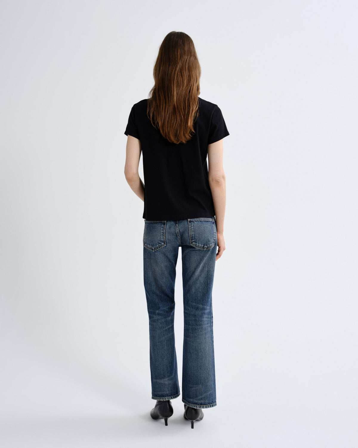 Women Long Line Adine Tee Tencel Jersey in Black - Agolde