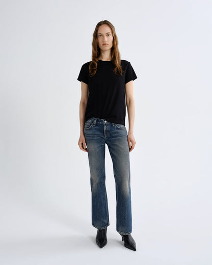 Women Long Line Adine Tee Tencel Jersey in Black - Agolde