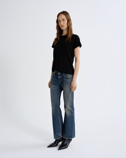 Women Long Line Adine Tee Tencel Jersey in Black - Agolde