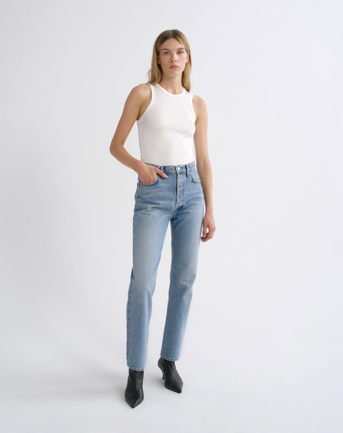Women 90's Pinch Waist High Rise Straight in Stage - Agolde