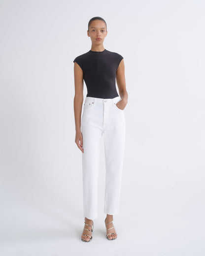 Women 90's Pinch Waist Crop in Marshmallow - Agolde
