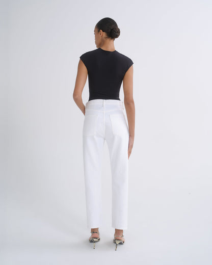 Women 90's Pinch Waist Crop in Marshmallow - Agolde