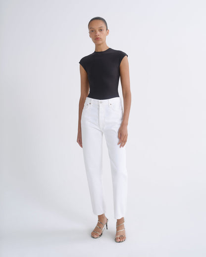 Women 90's Pinch Waist Crop in Marshmallow - Agolde