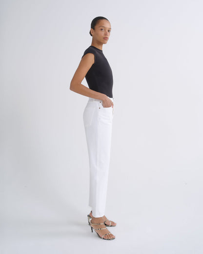 Women 90's Pinch Waist Crop in Marshmallow - Agolde