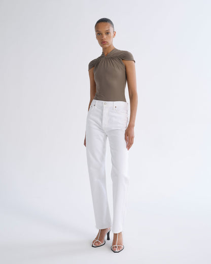 Women 90's Pinch Waist High Rise Straight in Marshmallow - Agolde