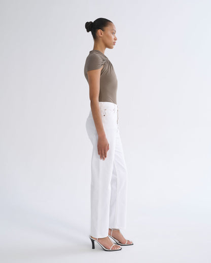 Women 90's Pinch Waist High Rise Straight in Marshmallow - Agolde