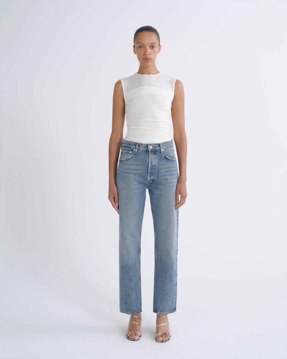 Women 90's Pinch Waist High Rise Straight in Navigate - Agolde