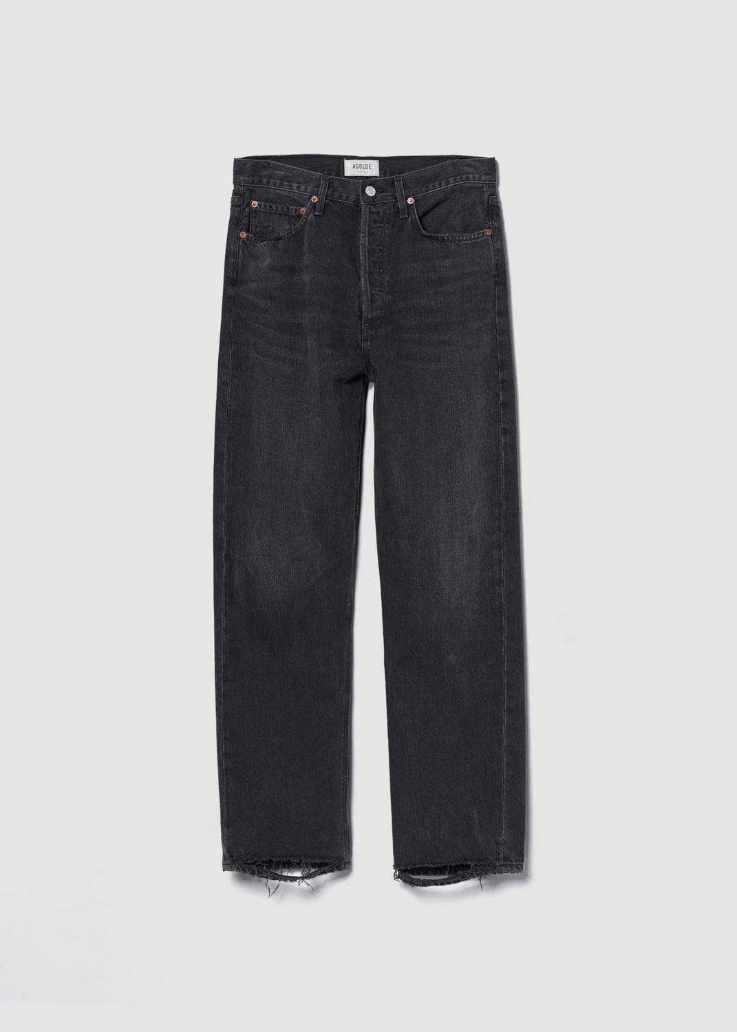 Women 90's Crop Mid Rise Straight (Weightless) in Tar - Agolde