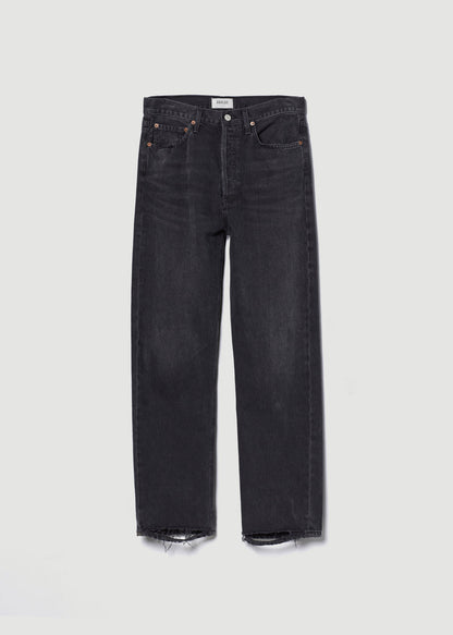 Women 90's Crop Mid Rise Straight (Weightless) in Tar - Agolde