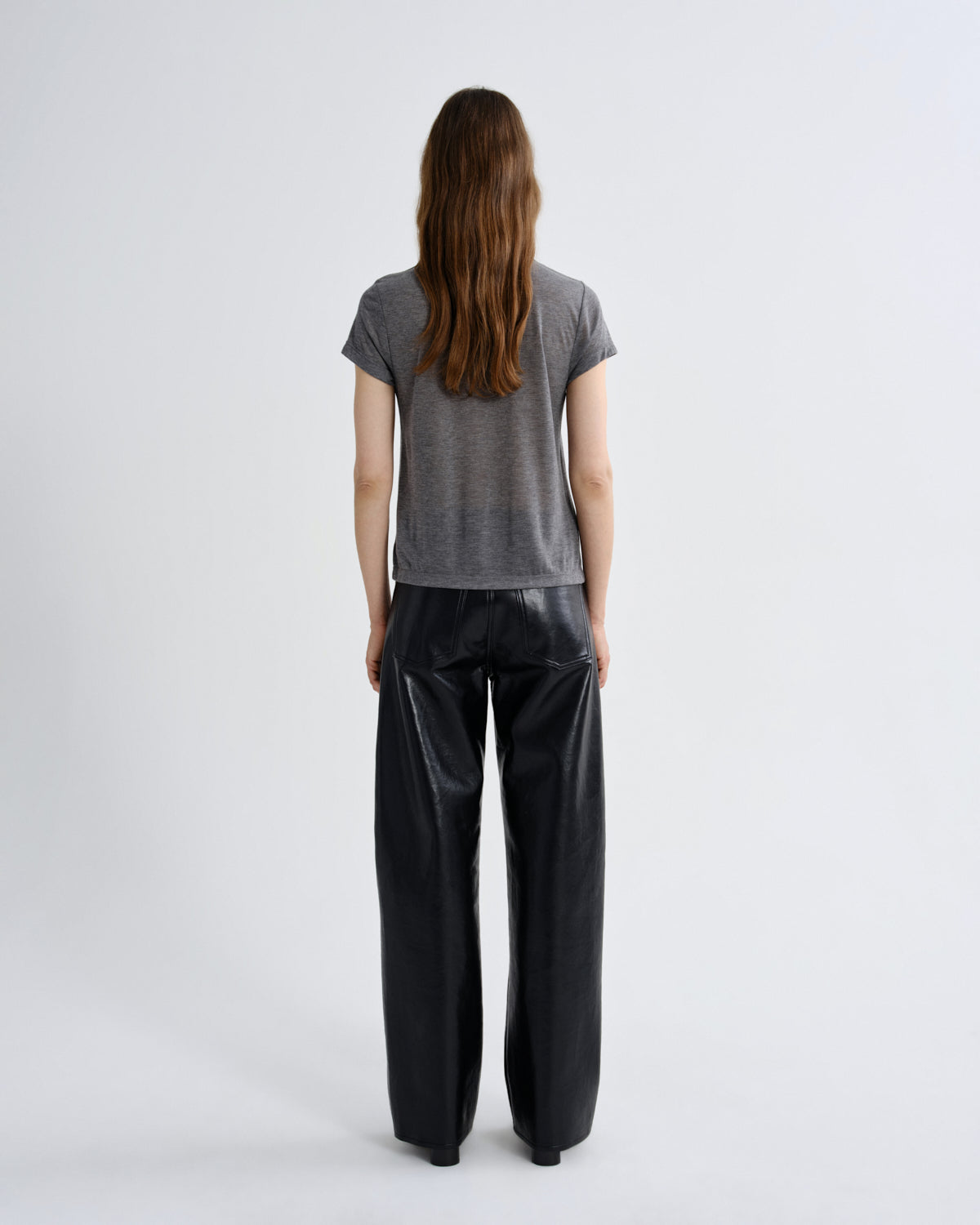 Women Long Line Adine Tee Tencel Jersey in Grey Heather - Agolde