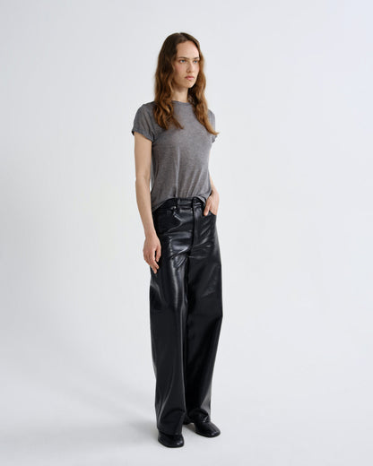 Women Long Line Adine Tee Tencel Jersey in Grey Heather - Agolde