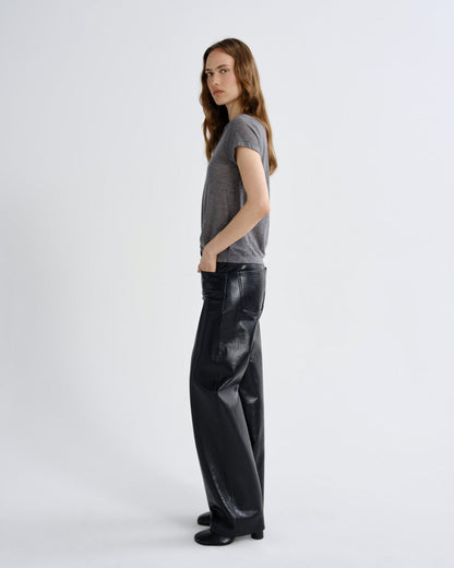 Women Long Line Adine Tee Tencel Jersey in Grey Heather - Agolde