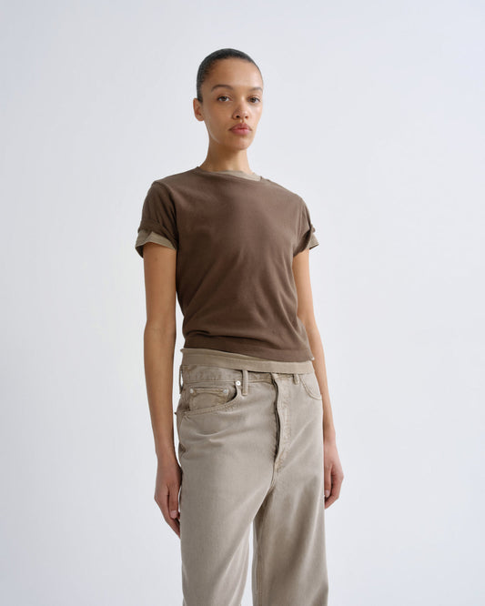 Women Adine Shrunken Tee in Uniform - Agolde