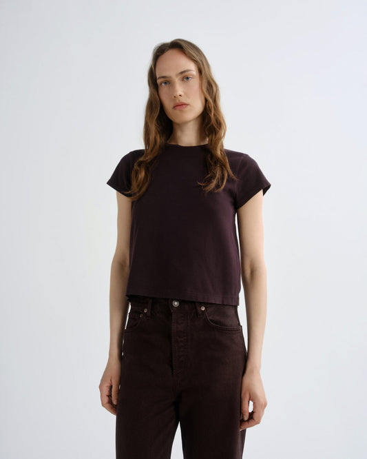 Women Adine Shrunken Tee in Eggplant - Agolde