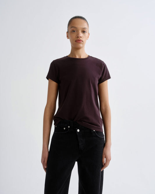 Women Long Line Adine Tee in Eggplant - Agolde