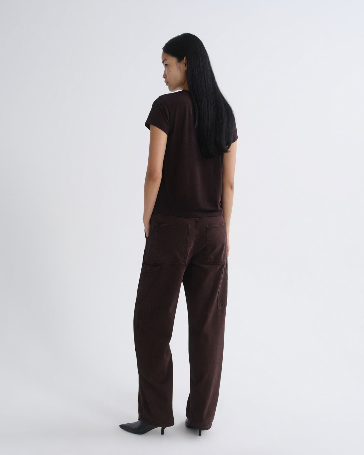 Women Long Line Adine Tee Tencel Jersey in Ristretto - Agolde