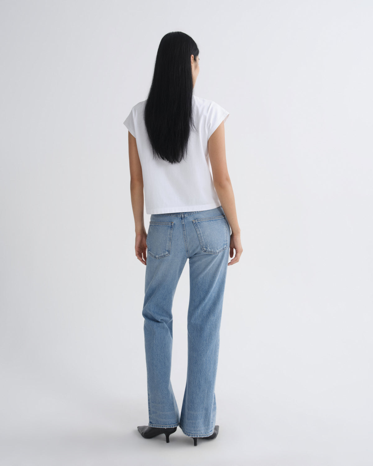 Women Bryce Cap Sleeve Tee in White - Agolde