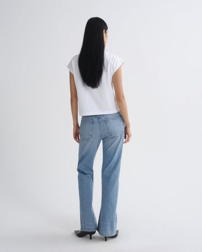 Women Bryce Cap Sleeve Tee in White - Agolde