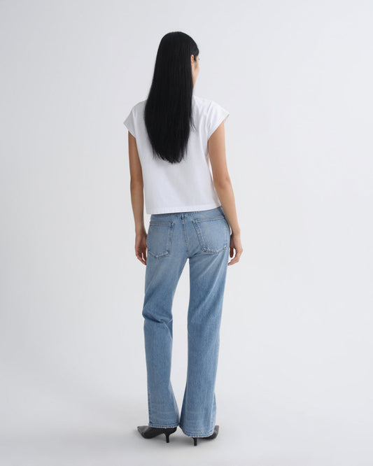 Women Bryce Cap Sleeve Tee in White - Agolde