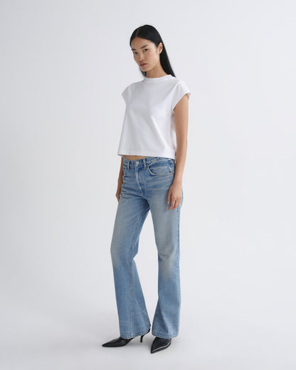 Women Bryce Cap Sleeve Tee in White - Agolde